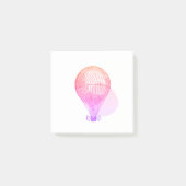 Roze  hete luchtballon - kaartennoten post-it® notes (Voorkant)