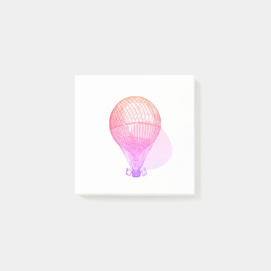 Roze  hete luchtballon - kaartennoten post-it® notes (Voorkant)