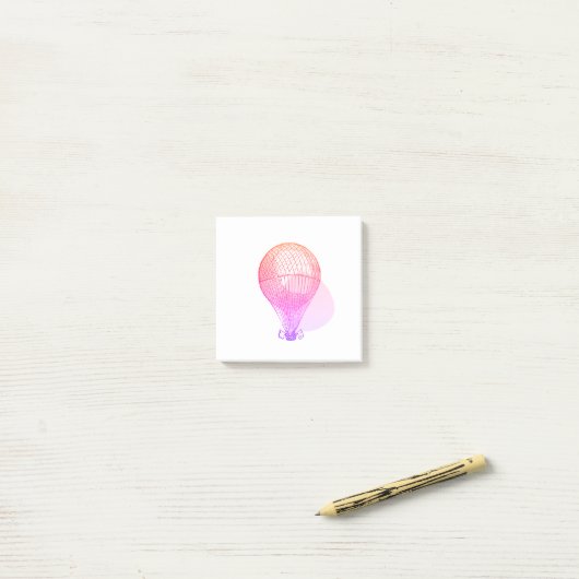 Roze  hete luchtballon - kaartennoten post-it® notes (Op bureau)