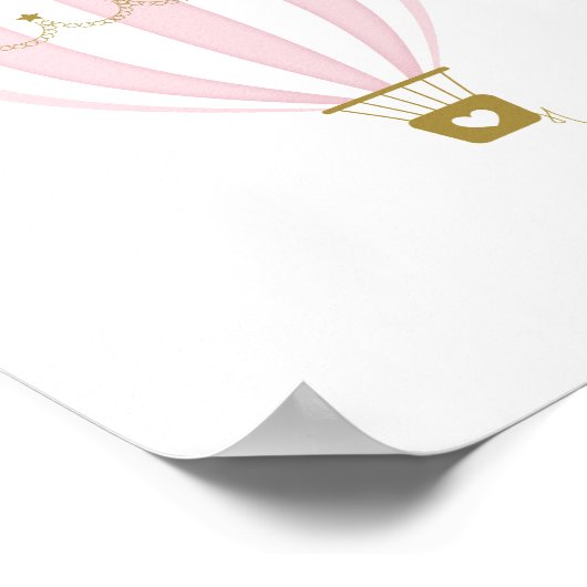 Roze Hete Luchtballon Kwekerij & Kinder Kamer Post Poster (Hoek)