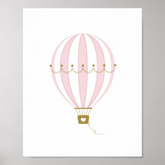 Roze Hete Luchtballon Kwekerij & Kinder Kamer Post Poster (Voorkant)