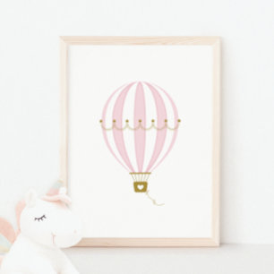 Roze Hete Luchtballon Kwekerij & Kinder Kamer Post Poster