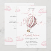 Roze hete luchtballon meisje alles in één Baby sho Kaart (Voorkant / Achterkant)