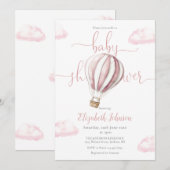 Roze Hete Luchtballon Meisje Baby shower Kaart (Voorkant / Achterkant)