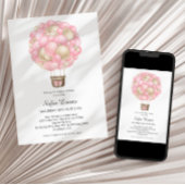 Roze Hete Luchtballon Meisje Baby shower Kaart