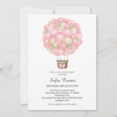 Roze Hete Luchtballon Meisje Baby shower Kaart (Voorkant)