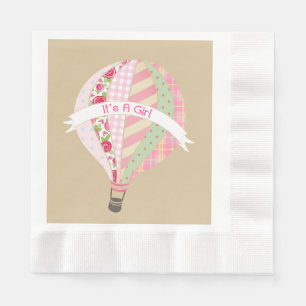 Roze Hete Luchtballon Meisje Baby shower Servetten