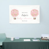 Roze Hete Luchtballon Meisje Baby shower Spandoek (Beurs)
