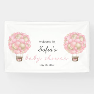 Roze Hete Luchtballon Meisje Baby shower Spandoek