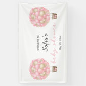 Roze Hete Luchtballon Meisje Baby shower Spandoek (Verticaal)
