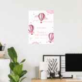 Roze Hete Luchtballon Meisje Baby shower Welkom Poster (Thuiskantoor)