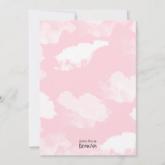 Roze hete luchtballon meisje verjaardagsfeestje kaart (Achterkant)