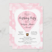 Roze hete luchtballon meisje verjaardagsfeestje kaart (Voorkant / Achterkant)