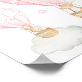 Roze hete luchtballon, Mooie dieren, Meisjeskamer Poster (Hoek)