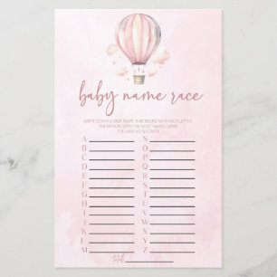 Roze Hete Luchtballon Naam Race Baby shower Spel
