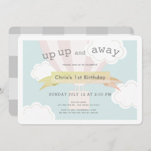 Roze hete luchtballon omhoog en weg 1 zaterdag kaart