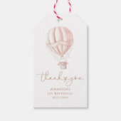 Roze Hete Luchtballon Onederful Meisje 1e Verjaard Cadeaulabel (Voorkant)