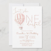 Roze Hete Luchtballon Onederful Meisje 1e Verjaard Kaart (Voorkant)