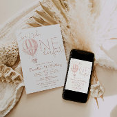 Roze Hete Luchtballon Onederful Meisje 1e Verjaard Kaart