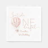 Roze Hete Luchtballon Onederful Meisje 1e Verjaard Servet (Voorkant)
