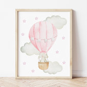 Roze hete luchtballon, stutdieren, meisjesserij muurkunst sets