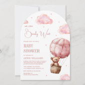 Roze Hete Luchtballon Teddy Bear Arch Baby shower Kaart (Voorkant)