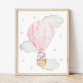 Roze hete luchtballon, unicorn, sterren, meisjesse muurkunst sets