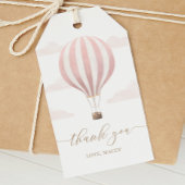 Roze Hete Luchtballon Verjaardag Cadeaulabel