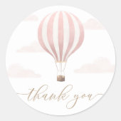 Roze Hete Luchtballon Verjaardag Ronde Sticker (Voorkant)