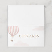 Roze Hete Luchtballon Verjaardag Voedsel Etiketten Plaatskaartje (Buitenkant ongevouwen)