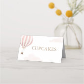 Roze Hete Luchtballon Verjaardag Voedsel Etiketten Plaatskaartje (Voorkant)