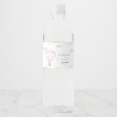 Roze Hete Luchtballon Verjaardag Waterfles Label Waterfles Etiket (Voorkant)