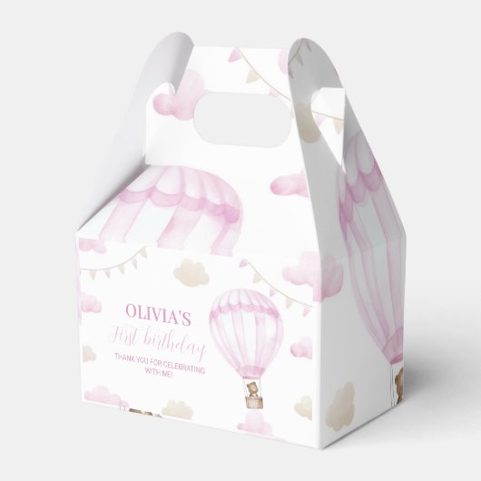 Roze Hete Luchtballon Verjaardagsgunst Doos Bedankdoosjes (Achterkant)