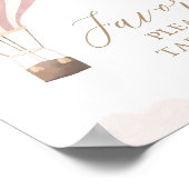 Roze Hete Luchtballon Verjaardagsgunsten Teken Poster (Hoek)