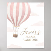 Roze Hete Luchtballon Verjaardagsgunsten Teken Poster (Voorkant)