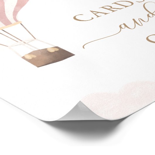 Roze Hete Luchtballon Verjaardagskaarten en Gesche Poster (Hoek)