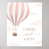 Roze Hete Luchtballon Verjaardagskaarten en Gesche Poster (Voorkant)