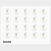 Roze Hete Luchtballon Wolk Vogel Baby shower Ronde Sticker (Vel)