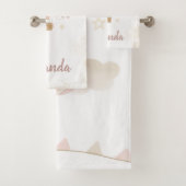 Roze Hete Luchtballon Wolken Baby shower Bad Handdoek (Insitu)