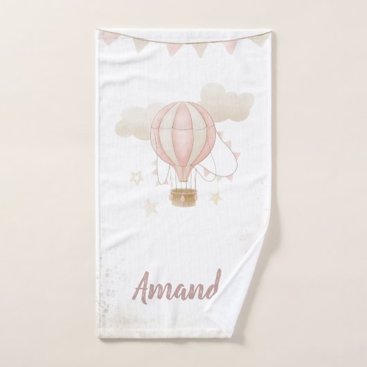 Roze Hete Luchtballon Wolken Baby shower Bad Handdoek (Handdoek)