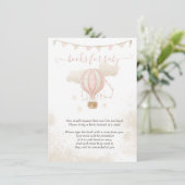 Roze Hete Luchtballon Wolken Baby shower Informatiekaartje (Staand voorkant)