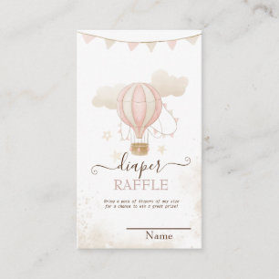 Roze Hete Luchtballon Wolken Baby shower Informatiekaartje
