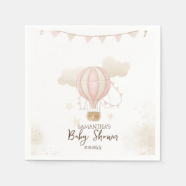 Roze Hete Luchtballon Wolken Baby shower Servet