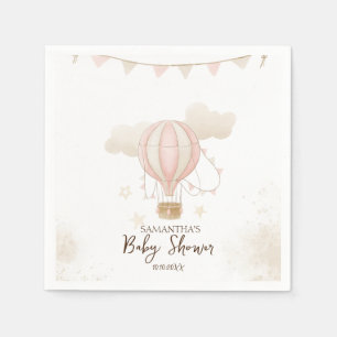 Roze Hete Luchtballon Wolken Baby shower Servet