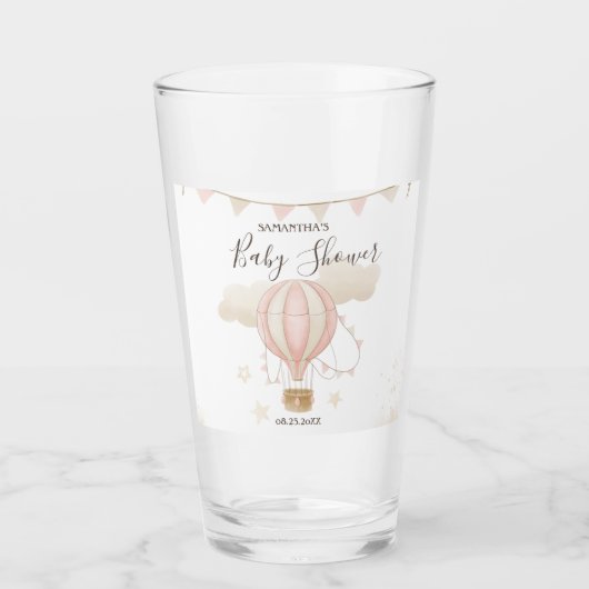 Roze Hete Luchtballon Wolken Glas (Voorkant)