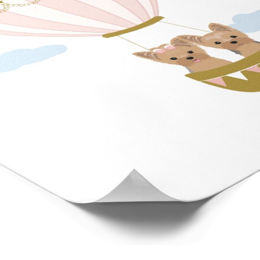 Roze Hete Luchtballon Yorkshire Nursery Poster (Hoek)