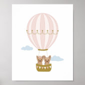 Roze Hete Luchtballon Yorkshire Nursery Poster (Voorkant)