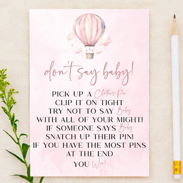 Roze Hete Luchtballon Zeg niet Baby shower Spel (Creator heeft geüpload)