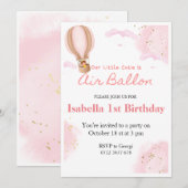 Roze Hete Luchtballonnen 1e Verjaardag cloud uitno Kaart (Voorkant / Achterkant)