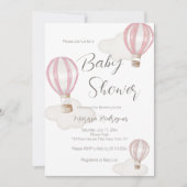 Roze Hete Luchtballonnen Baby shower Meisje Kaart (Voorkant)